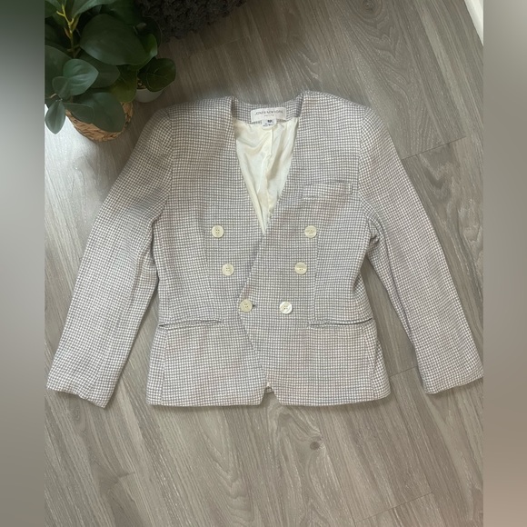 Vintage Jones New York Cream & Grey Houndstooth Blazer - Picture 9 of 14